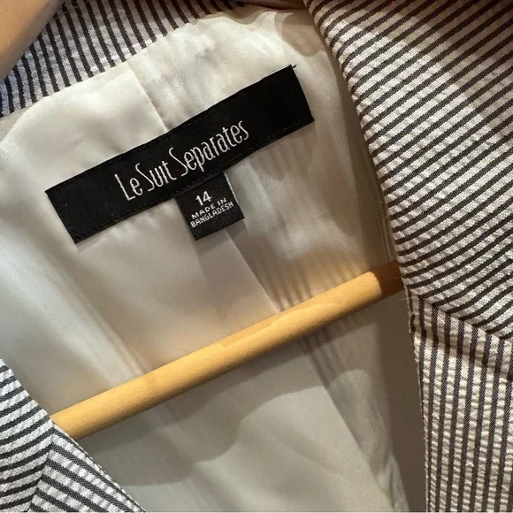 NEW LeSuit Separates IBIZA Pin Stripe White/Black Seersucker Like Blazer size 14 - Picture 5 of 6